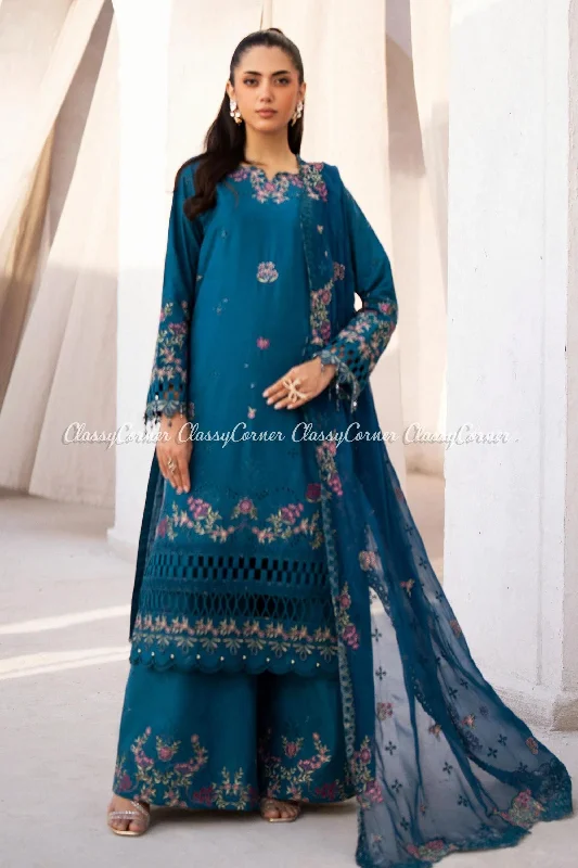 Blue 3pc Lawn Salwar Kameez Lightweight unclassified dresses