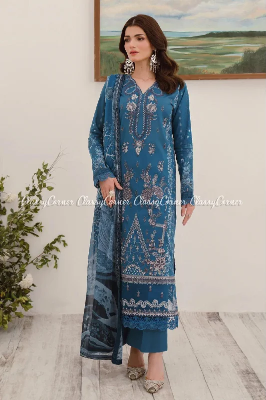 Blue Lawn Pakistani Salwar Kameez Fashionable unclassified dresses