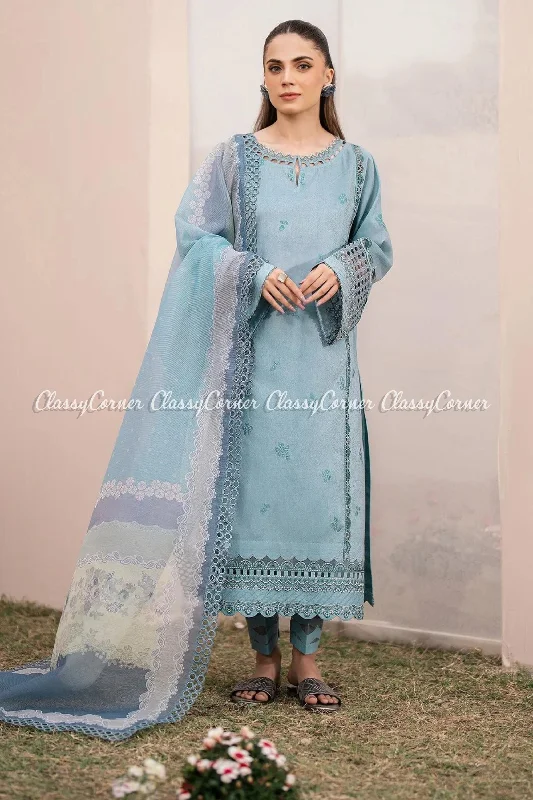 Blue Lawn Pakistani Suit Bright color unclassified dresses