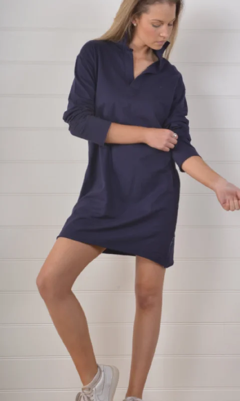 Bullrush - Ladies Henley Dress in Navy Beach unclassified dresses