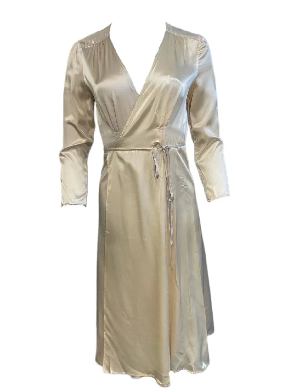 CALLIPYGIAN Women's Taupe Cornsilk Colorblock Wrap Dress NWT Earthy tone unclassified dresses