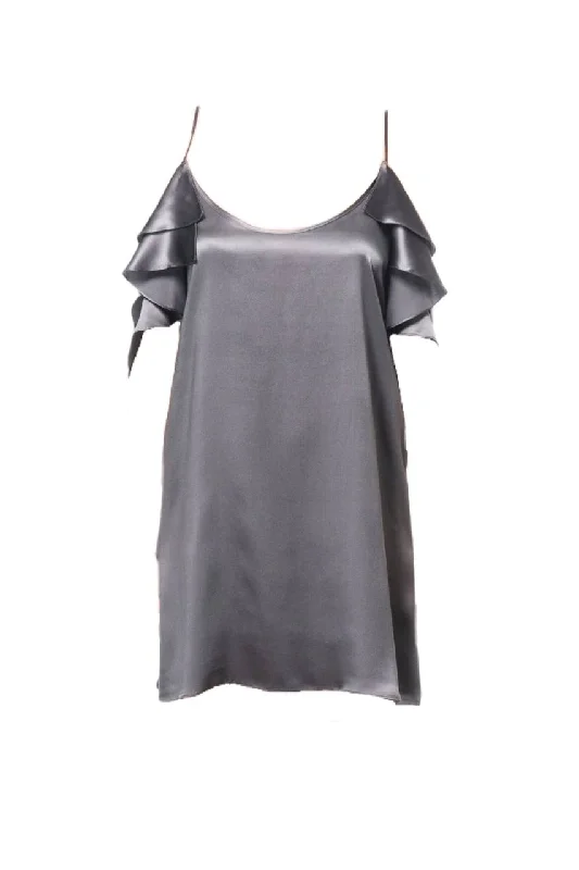 CAMI Women's Grey Ruffle Sleeveless Dress #033 XS NWT Minimalist unclassified dresses