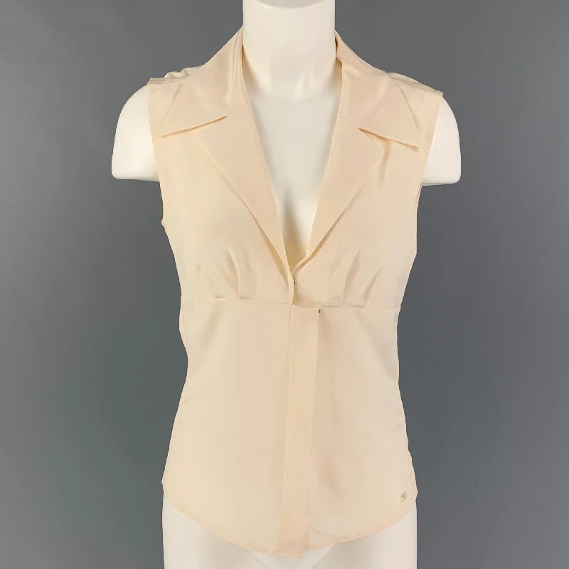 CHANEL 00100 05P Size 4 Beige Silk Sleeveless Dress Top Long sleeve unclassified dresses