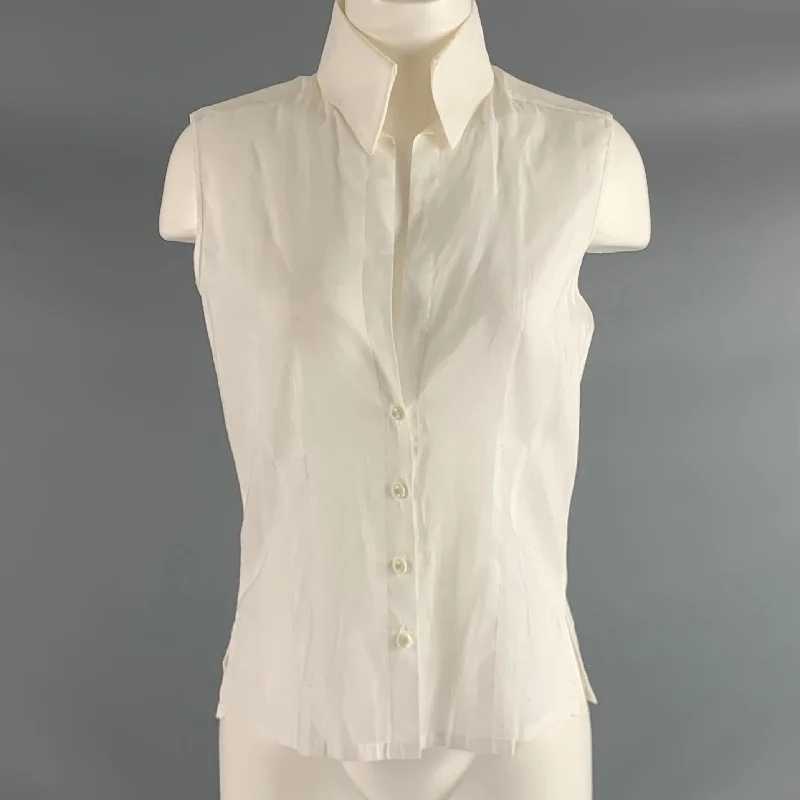 CHANEL Size 8 White Cotton Sleeveless Dress Top Satin unclassified dresses