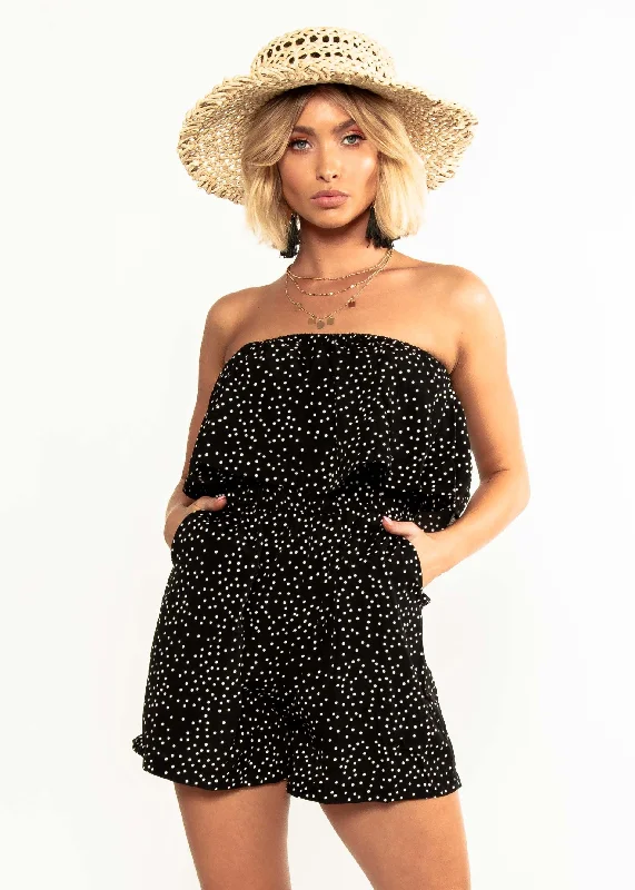 Chantilly Strapless Playsuit - Black Spot Vintage unclassified dresses