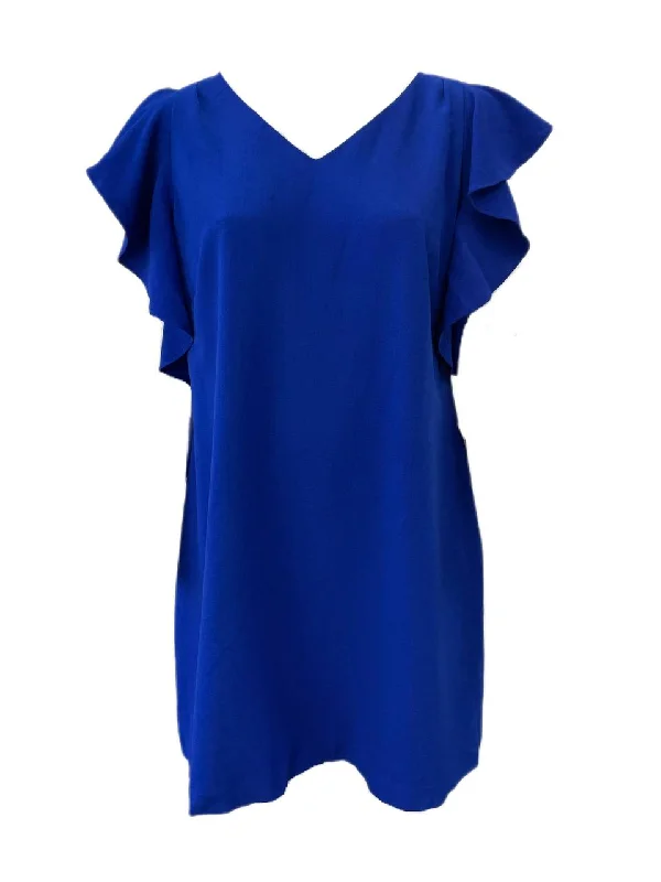 Chelsea28 Women's Blue Surf V- Neck Ruffle Sleeves Dress Size 20 NWT Holiday unclassified dresses