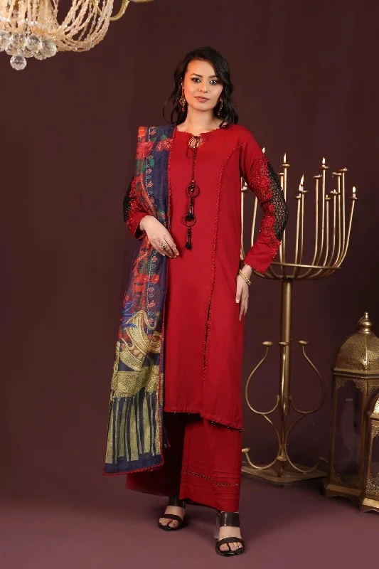 Cherry Red Pakistani Linen Suit Silk unclassified dresses