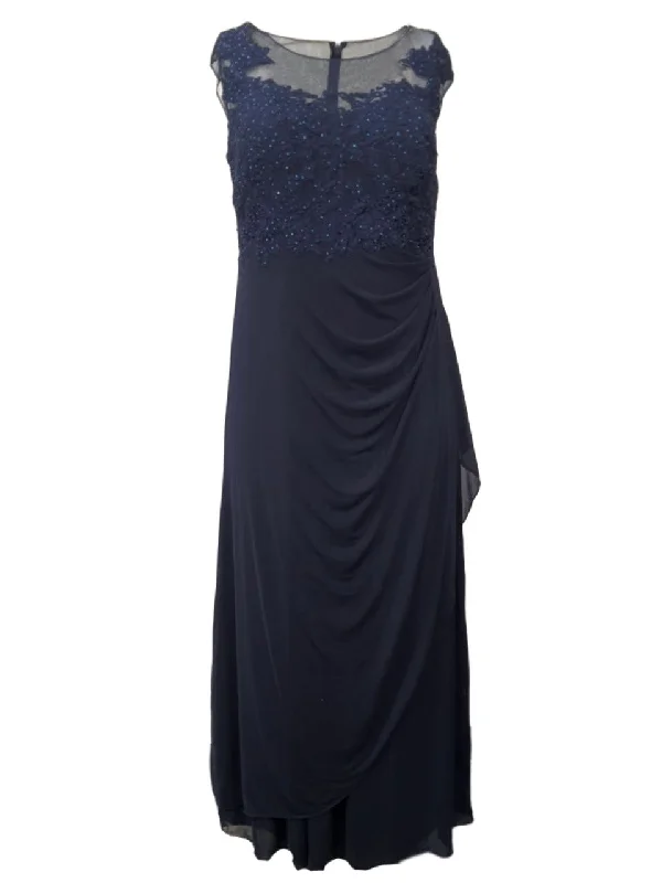 DECODE 18 Women's Blue Embroidered Illusion Evening Chiffon Dress #183088 16 NWT Festival unclassified dresses