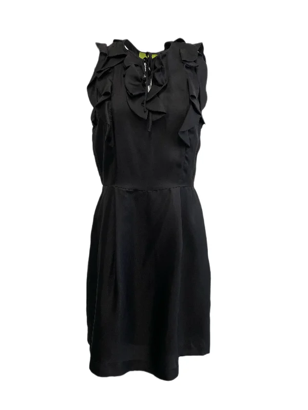 ELIZABETH MCKAY Women's Black Ruffle Top Dress #5075 12 NWT Ruched unclassified dresses