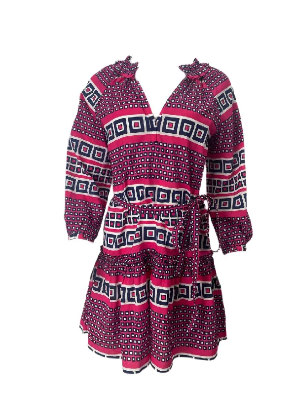 ELIZABETH MCKAY Women's Pink Ruffle Dress #5256 S NWT Striped unclassified dresses