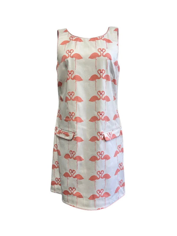 ELIZABETH MCKAY Women's White Flamingo Hearts Dress #5068 10 NWT Preppy unclassified dresses