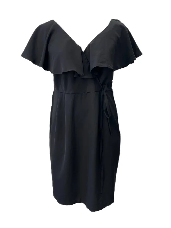 ELOQUII Women's Plus Black Ruffle Dress Size 16 NWT Cocktail unclassified dresses