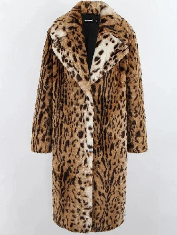 European And American Leather Fur Coat Leopard Fur Extended Artificial Wool Sleeveless unclassified dresses