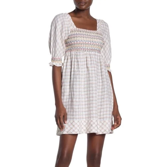 Faherty Women's Crispin Windowpane Smocked Lola Dress Size Large NWT Backless unclassified dresses