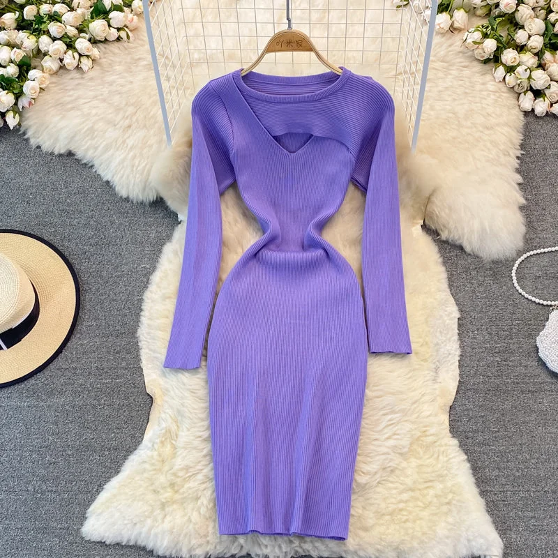 Fashion open chest sexy knitted dress  3754 Boho unclassified dresses