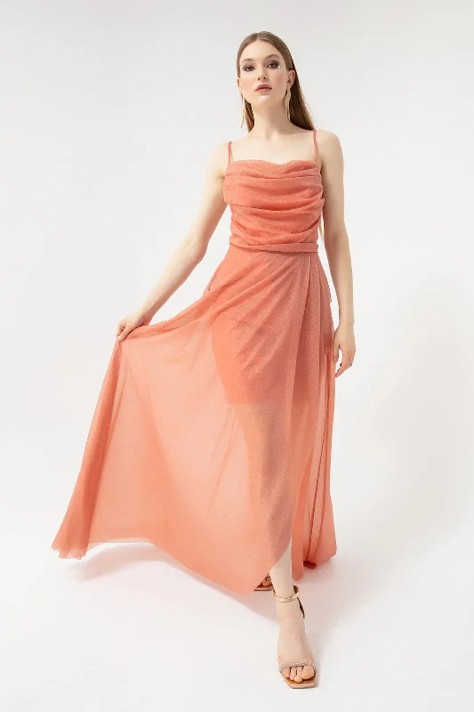 Female Chest Drapeli Volan With Silvery Evening Dress High-low unclassified dresses