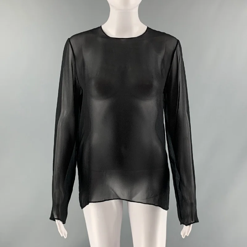 FLEUR DU MAL Size M Black Sheer Crew-Neck Dress Top Casual unclassified dresses