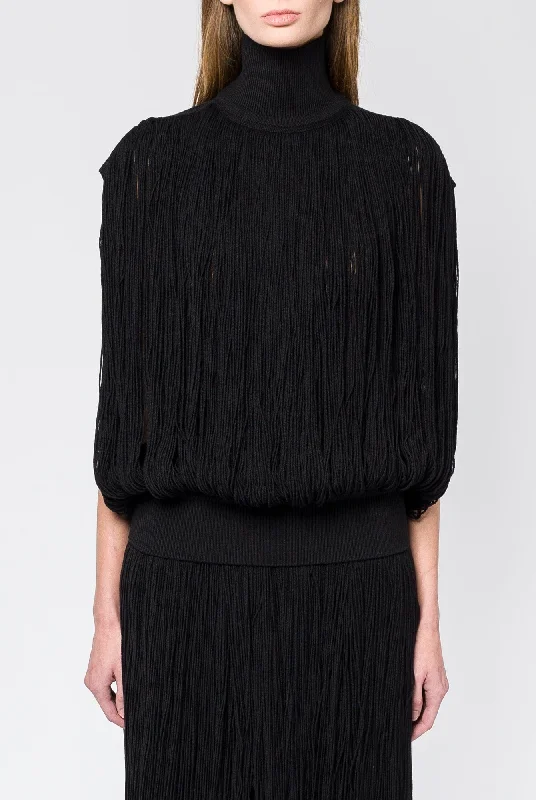 Alaïa Fringes Top in Black Ruched unclassified dresses