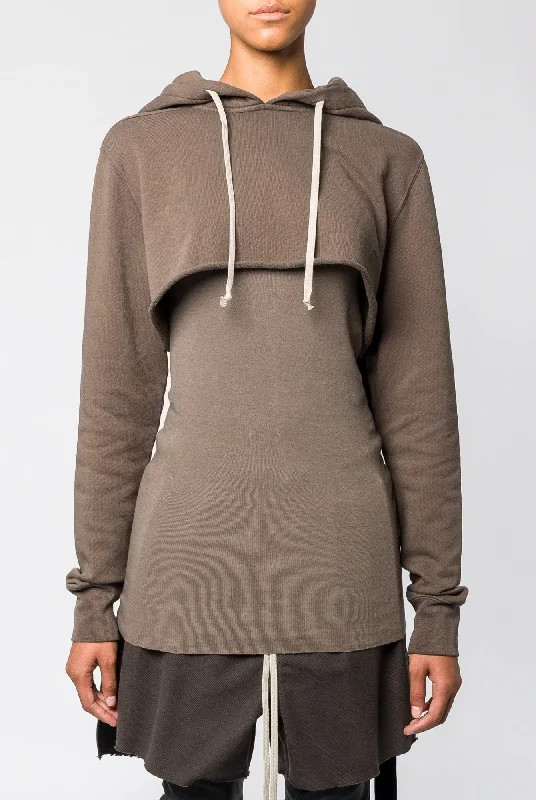 Rick Owens DRKSHDW Cropped Hoodie in Dust Trendy new unclassified dresses