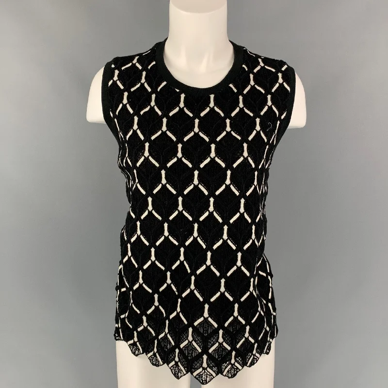 GIAMBATTISTA VALLI Size M Black Guipure Cotton / Silk Dress Top Bold pattern unclassified dresses