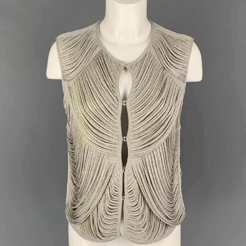 GIORGIO ARMANI Size 12 Grey Silver Viscose Blend Metallic Dress Top Fall unclassified dresses