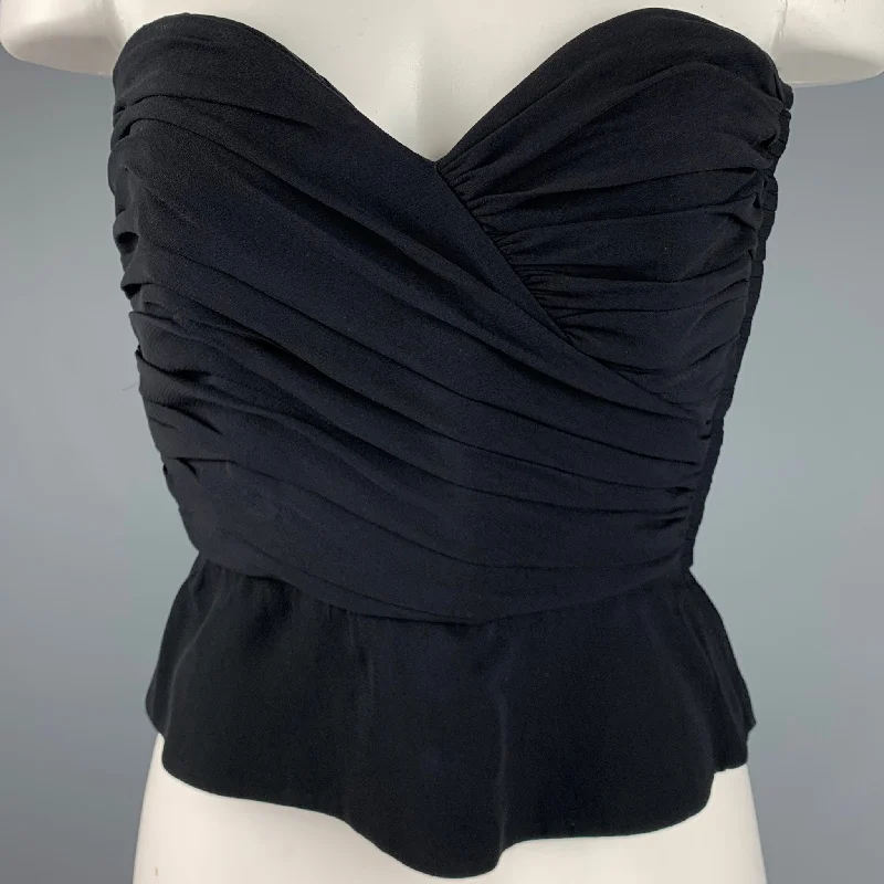 GIORGIO ARMANI Size 6 Black Ruched Bustier Dress Top Smocked unclassified dresses