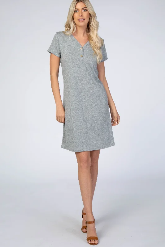 Grey Button Front Dress Fashionable unclassified dresses