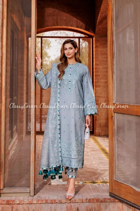 Grey Lawn Pakistani 3PC Suit Sexy unclassified dresses