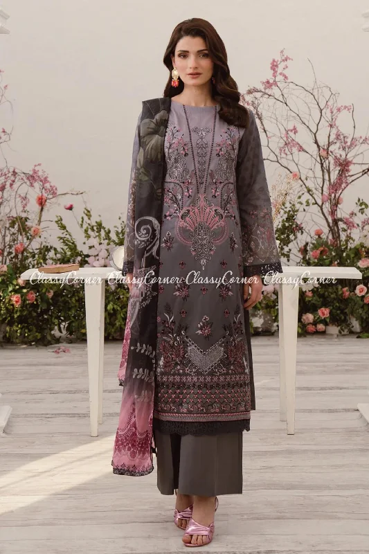 Grey Lawn Pakistani Suit Fall unclassified dresses