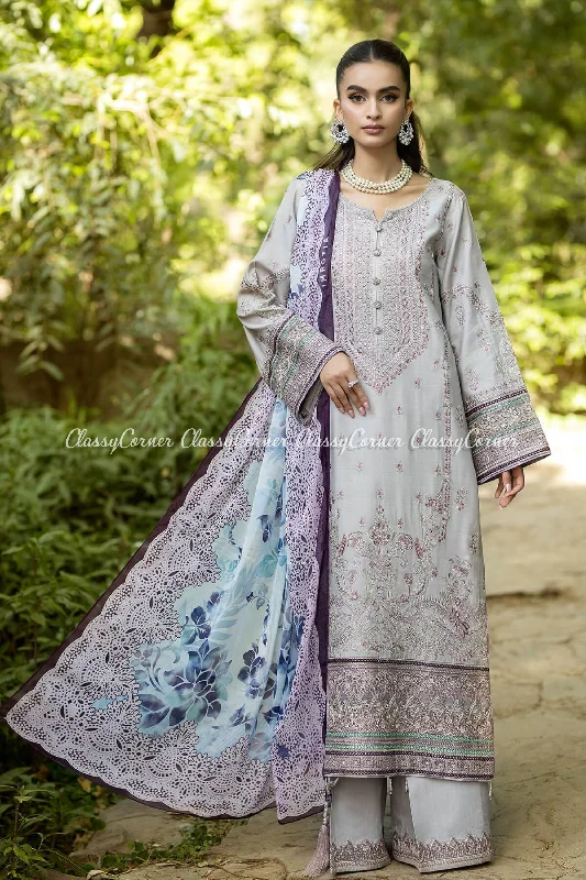 Grey Purple Formal Wear Lawn Suit Beach unclassified dresses