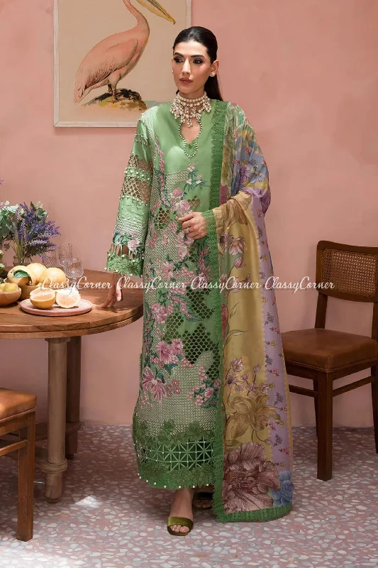 Guava Green Lawn Salwar Kameez Office unclassified dresses