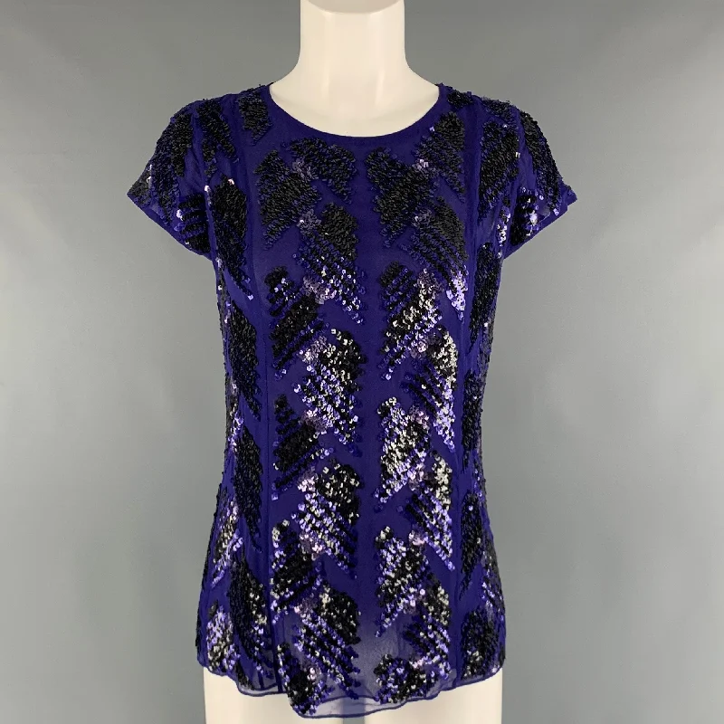 J.MENDEL Size 6 Purple Silk Cap Sleeves Dress Top Cotton unclassified dresses