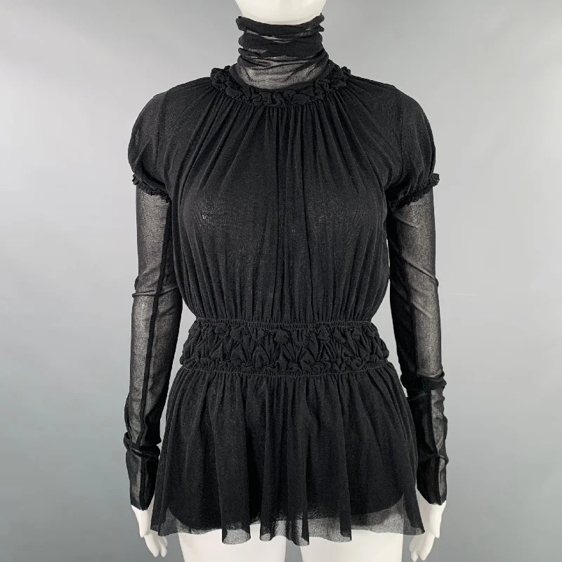 JEAN PAUL GAULTIER Size M Black Polyamide Ruffled Turtleneck Dress Top Popular unclassified dresses