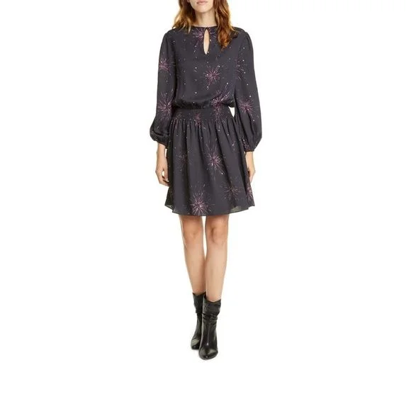 JOIE Fireworks Ramla Keyhole Dress in Caviar Black Size Small $348 NWT Gothic unclassified dresses