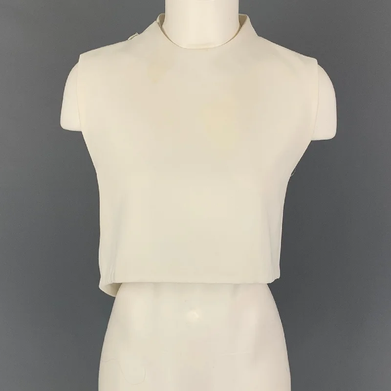 KAAREM Size XS Cream Polyester Sleeveless Cropped Dress Top Petite unclassified dresses