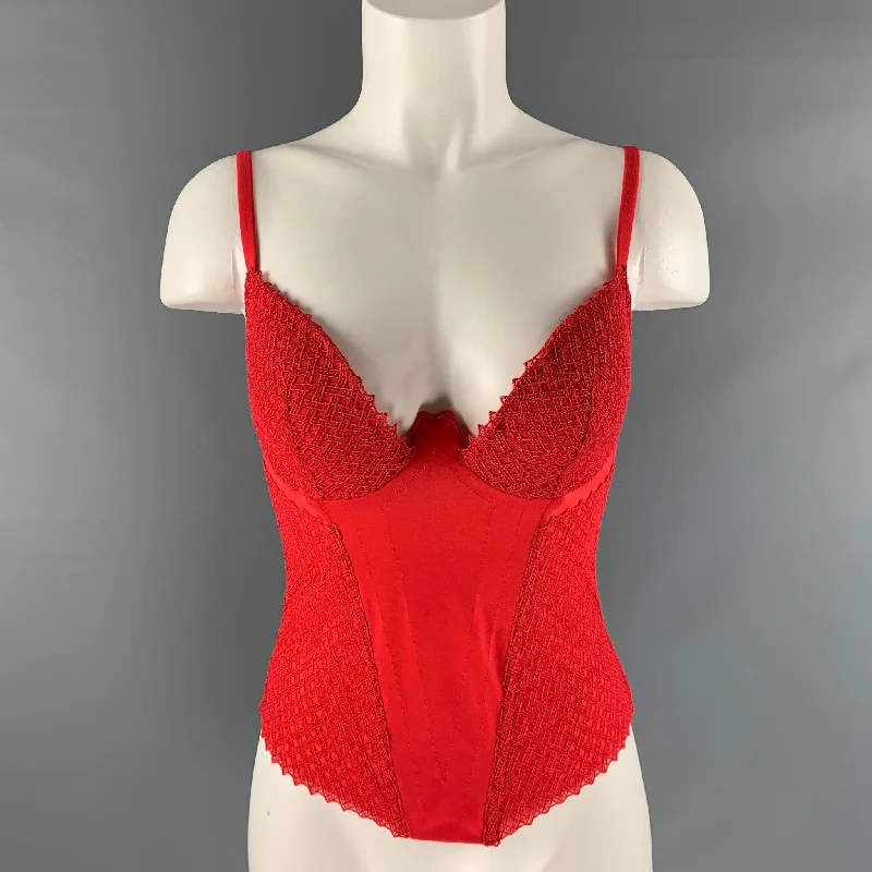 LA PERLA Size S Red Polyamide Blend Textured Corset Dress Top Party unclassified dresses