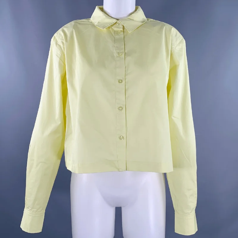 L'ACADEMIE Size S Yellow Cotton Padded Shoulders Button Up Dress Top Breathable unclassified dresses