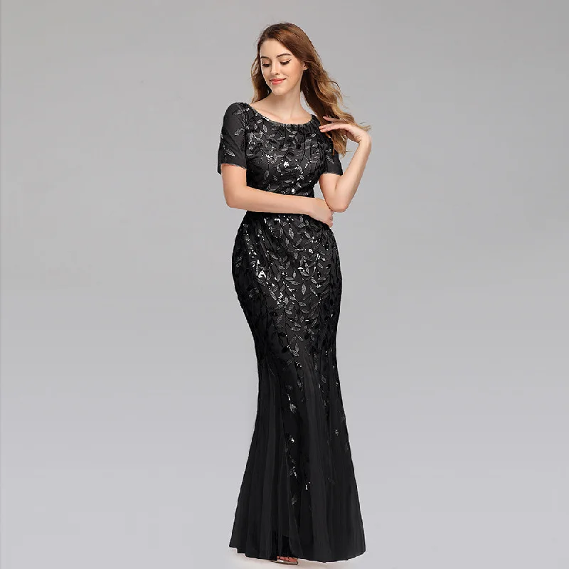 Large Size Evening Dress Foreign Trade Amazon Hot Sale European And American Version Pearl Mesh Fishtail Slim Sexy Women'S Clothing In Stock Breathable unclassified dresses