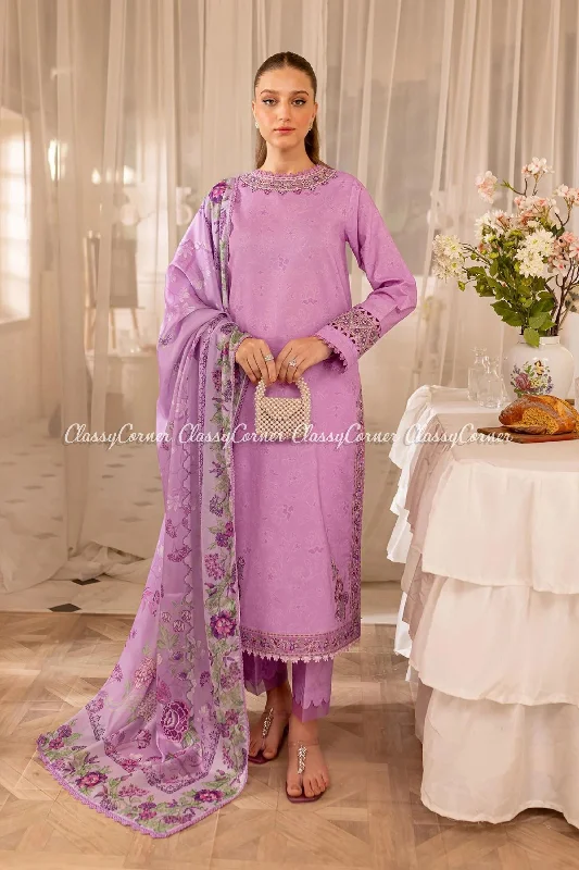 Lavender 3pc Lawn Salwar Kameez Stylish unclassified dresses