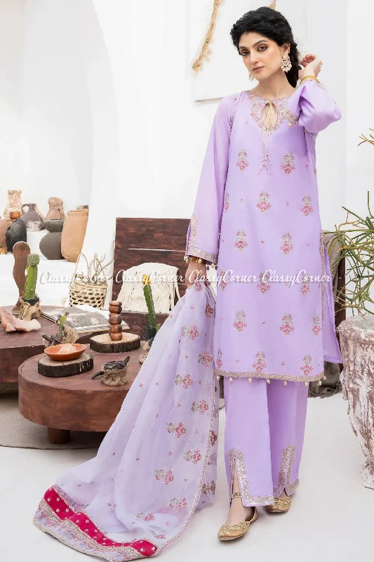 Lavender Lawn Embroidered Salwar Kameez Velvet unclassified dresses