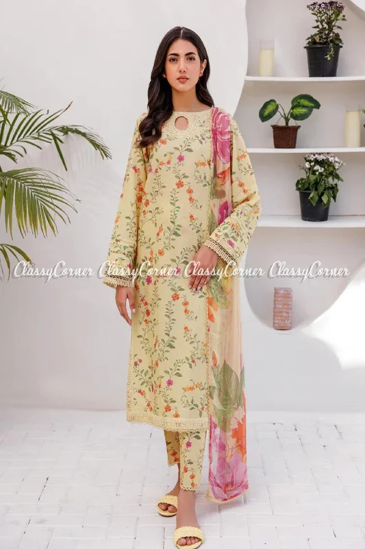 Lemon Yellow Lawn Salwar Kameez Monochrome unclassified dresses