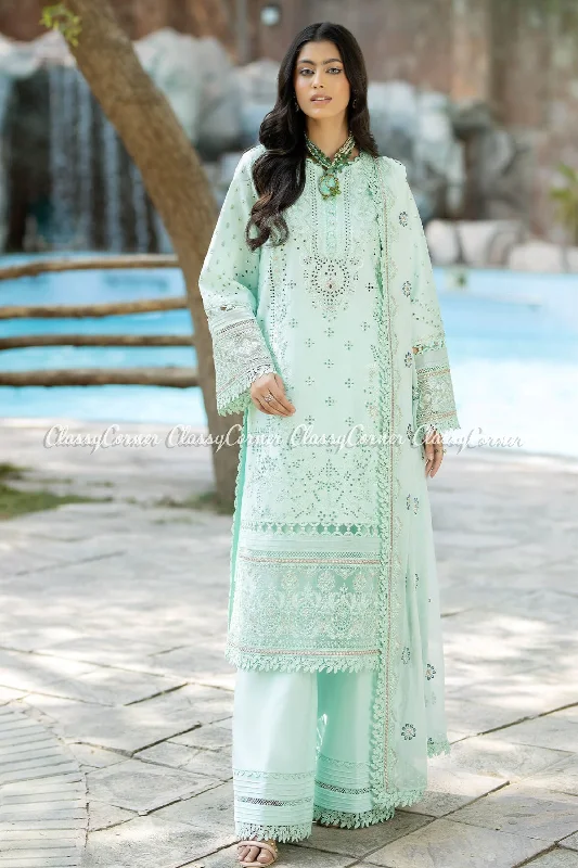 Light Aqua Pakistani Lawn Suit Discounted unclassified dresses