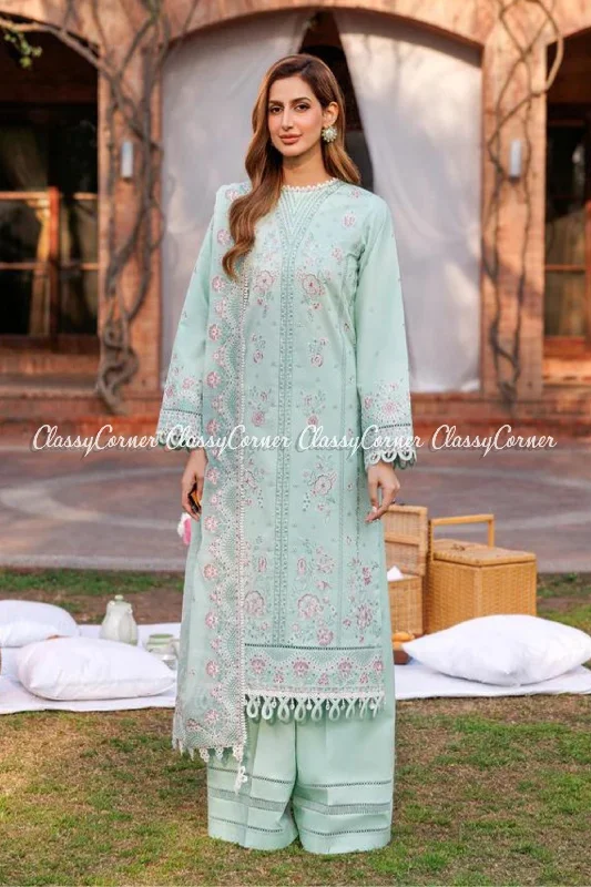 Light Blue Lawn Embroidered Pakistani Suit Winter unclassified dresses