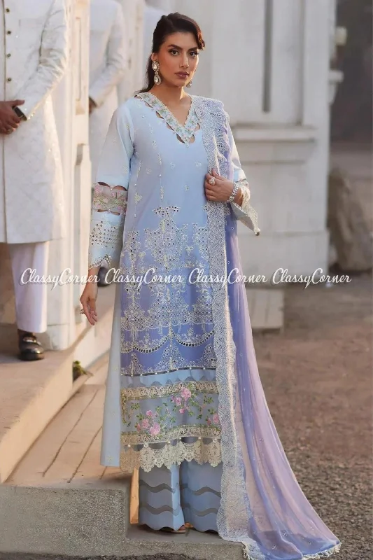 Light Blue Pakistani Lawn Embroidered Suit Holiday unclassified dresses