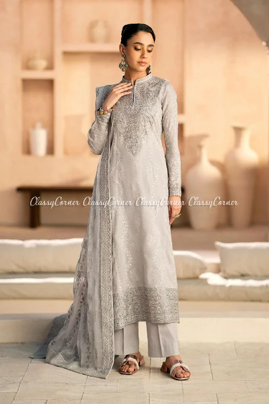 Light Grey Pakistani Lawn Suit Trendy unclassified dresses