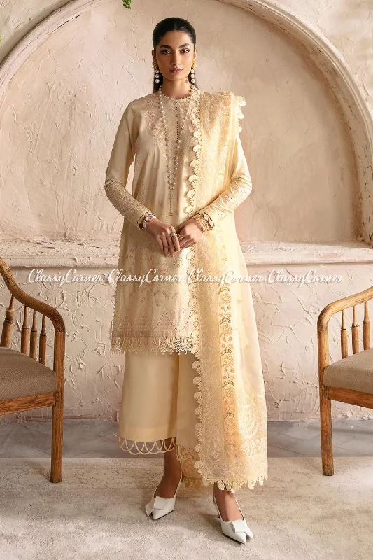 Light Yellow Lawn Embroidered Pakistani Suit Best-selling unclassified dresses