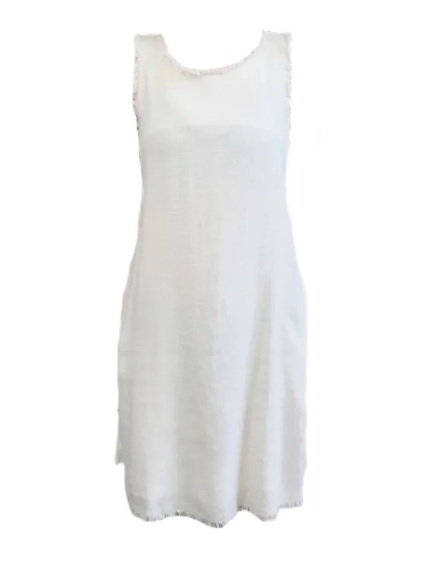 LOST IN LUNAR Women's White Round Neck Linen Dress #L0182 X-Small NWT Comfortable unclassified dresses