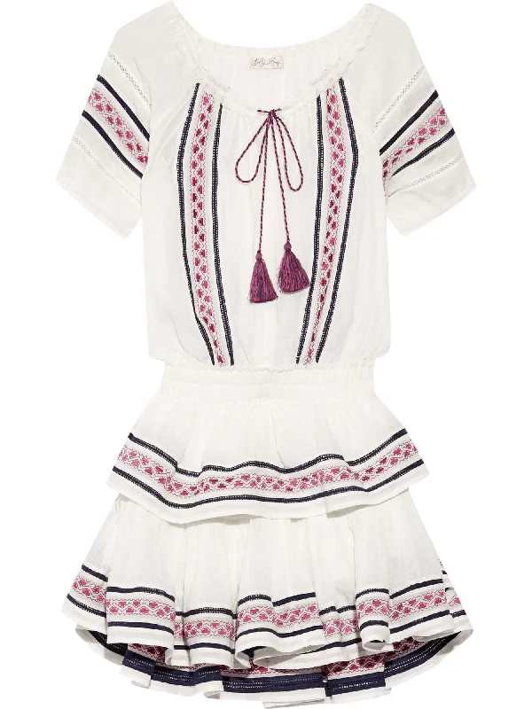 LOVESHACKFANCY Women's White Poppy Baja Embroidery Dress $325 NWT Soft fabric unclassified dresses