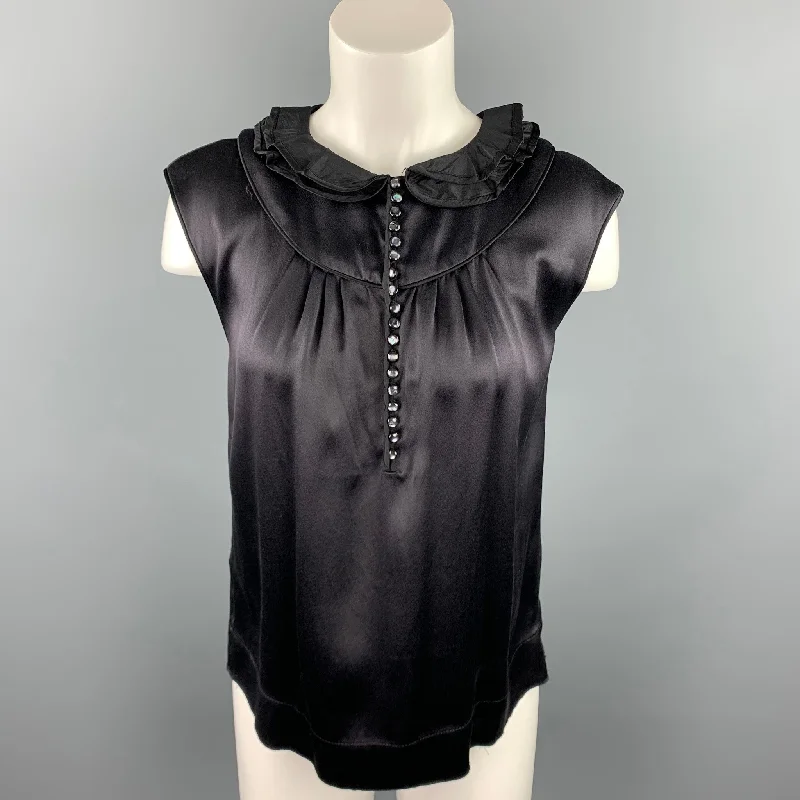 MARC JACOBS Size 6 Black Satin Silk Sleeveless Dress Top Soft fabric unclassified dresses