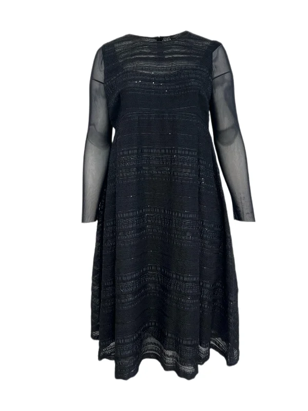 Marina Rinaldi Women's Black Definito Sheer Sleeves A Line Dress NWT Best-selling unclassified dresses